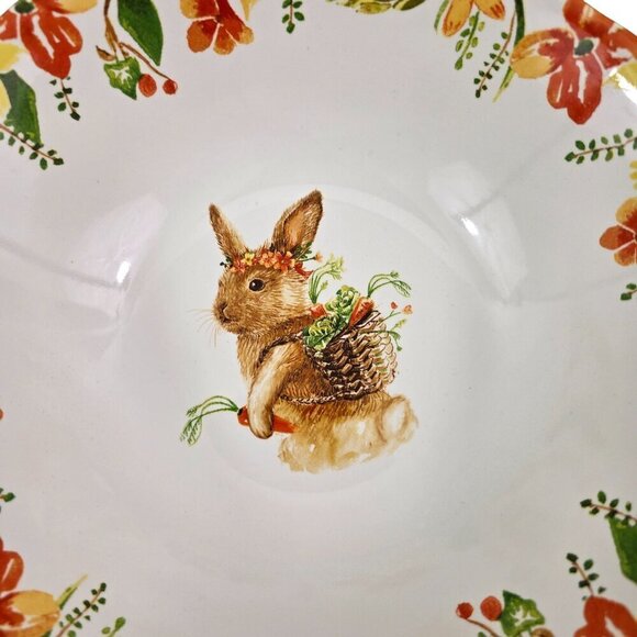 Pier 1 Imports Lilly Easter Bunny Rabbit 10" Porcelain Serving Salad Bowl - Picture 13 of 16